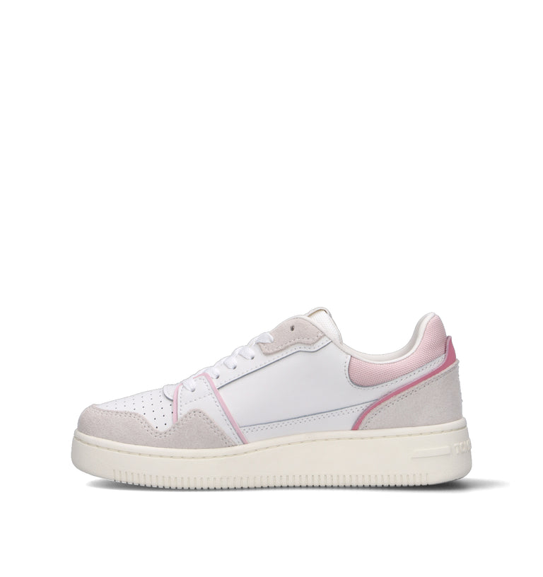 TOMMY HILFIGER JEANS Sneaker donna bianca/rosa in pelle