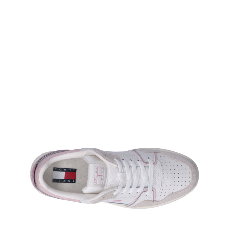 TOMMY HILFIGER JEANS Sneaker donna bianca/rosa in pelle