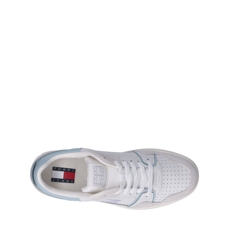 TOMMY HILFIGER JEANS Sneaker donna bianca in pelle