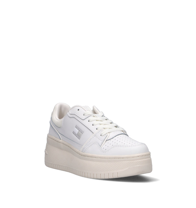 TOMMY HILFIGER JEANS Sneaker donna bianca in pelle