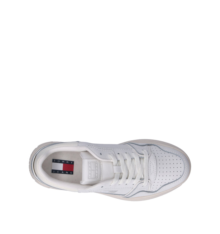 TOMMY HILFIGER JEANS Sneaker donna bianca in pelle