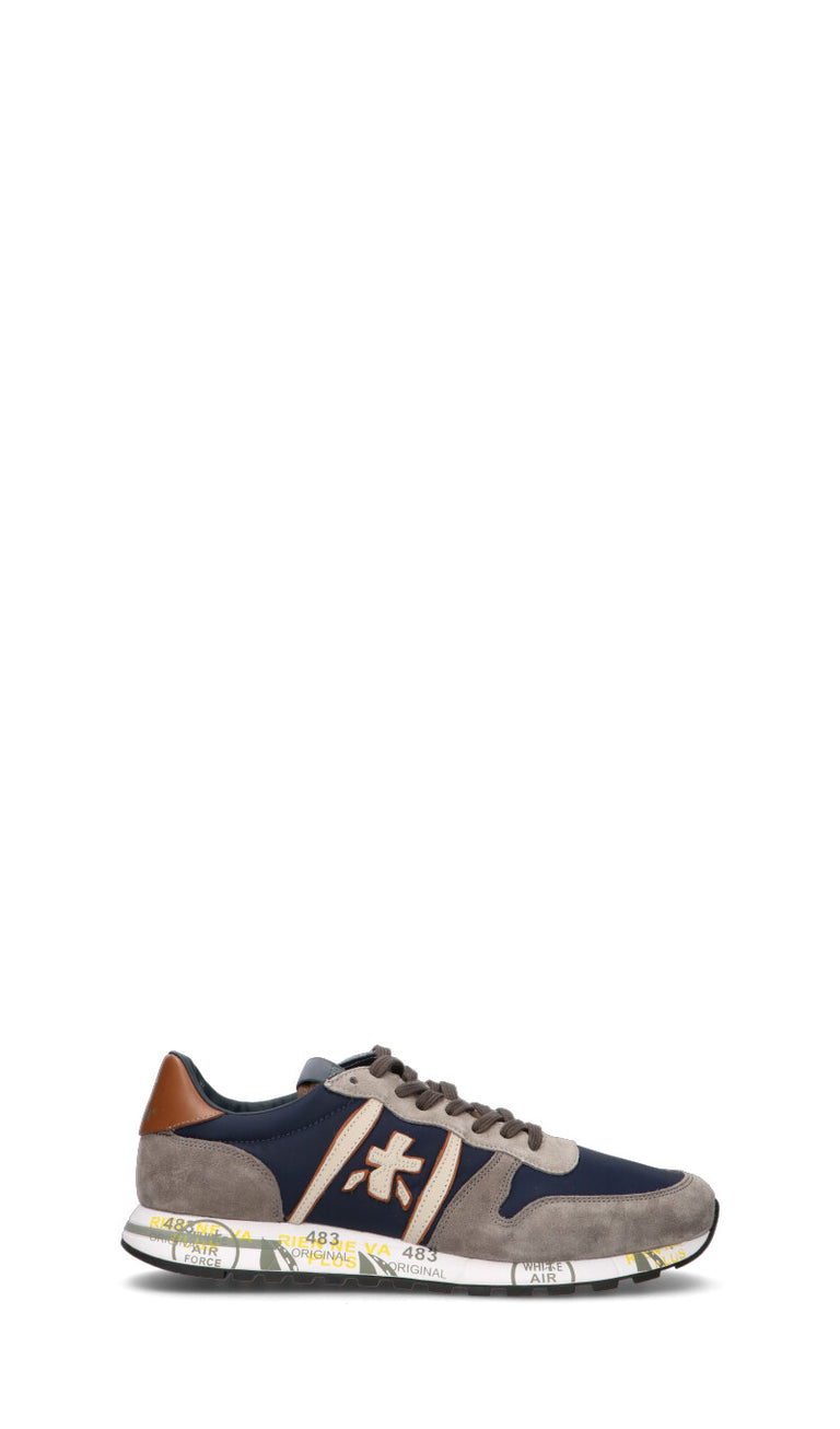 PREMIATA Sneaker uomo grigia/blu in pelle