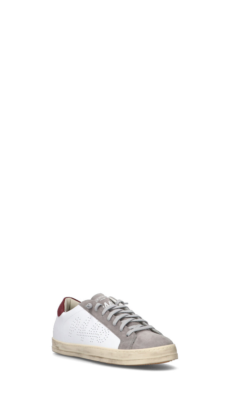 P448 Sneaker uomo bianca/bordeaux in pelle