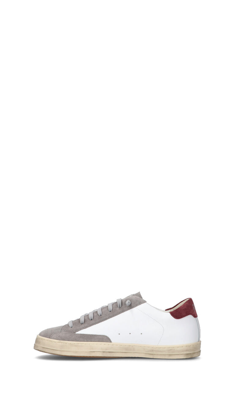 P448 Sneaker uomo bianca/bordeaux in pelle
