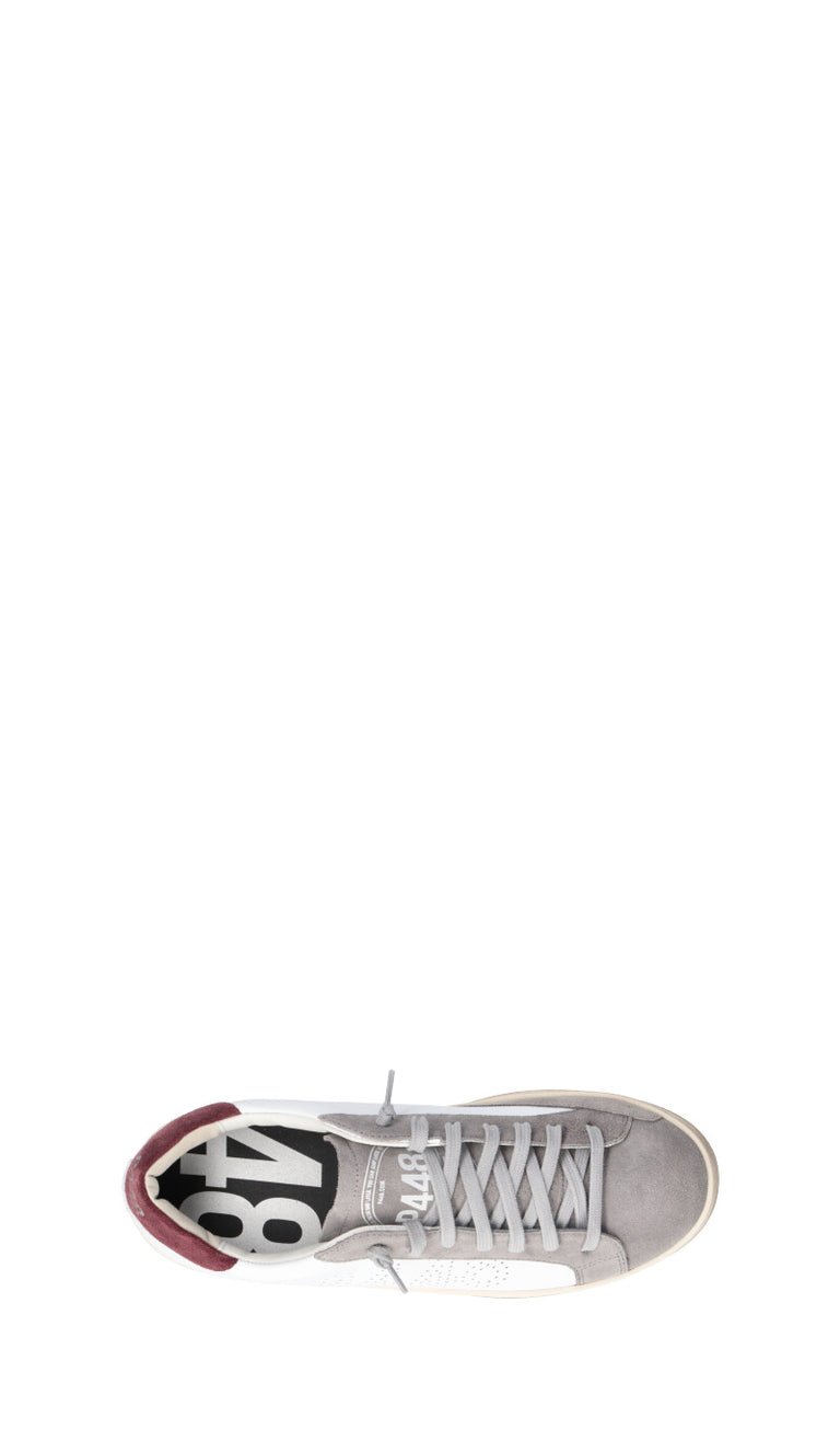 P448 Sneaker uomo bianca/bordeaux in pelle