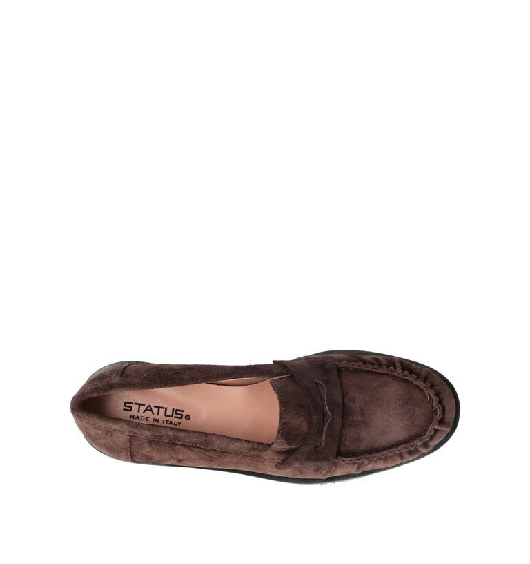 STATUS Mocassino donna marrone in suede