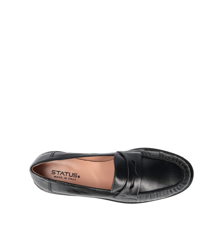 STATUS Mocassino donna nero in pelle