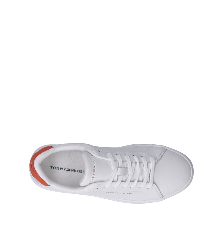TOMMY HILFIGER JEANS Sneaker uomo bianca/arancio in pelle