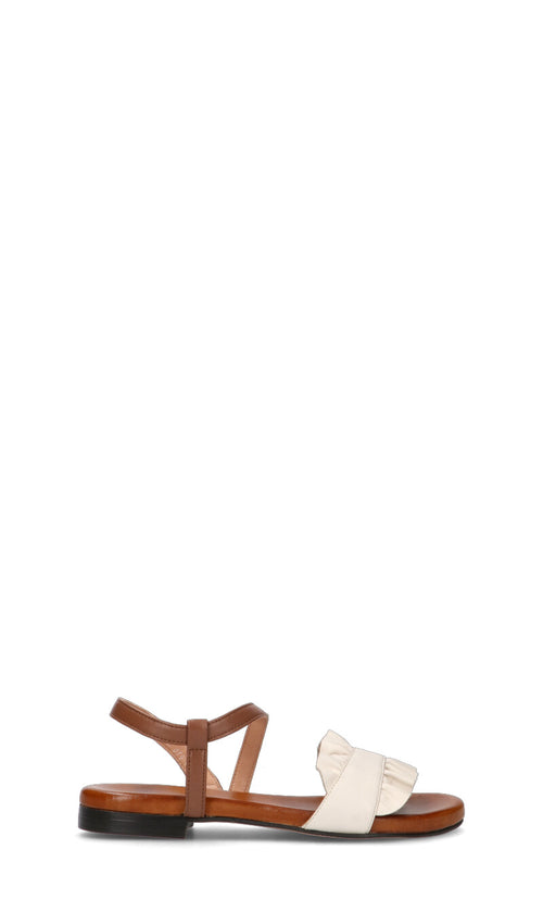 FRICKY Sandalo donna marrone/bianca in pelle