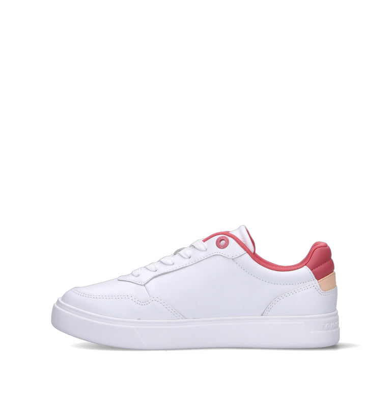 TOMMY HILFIGER JEANS Sneaker donna bianca/corallo in pelle