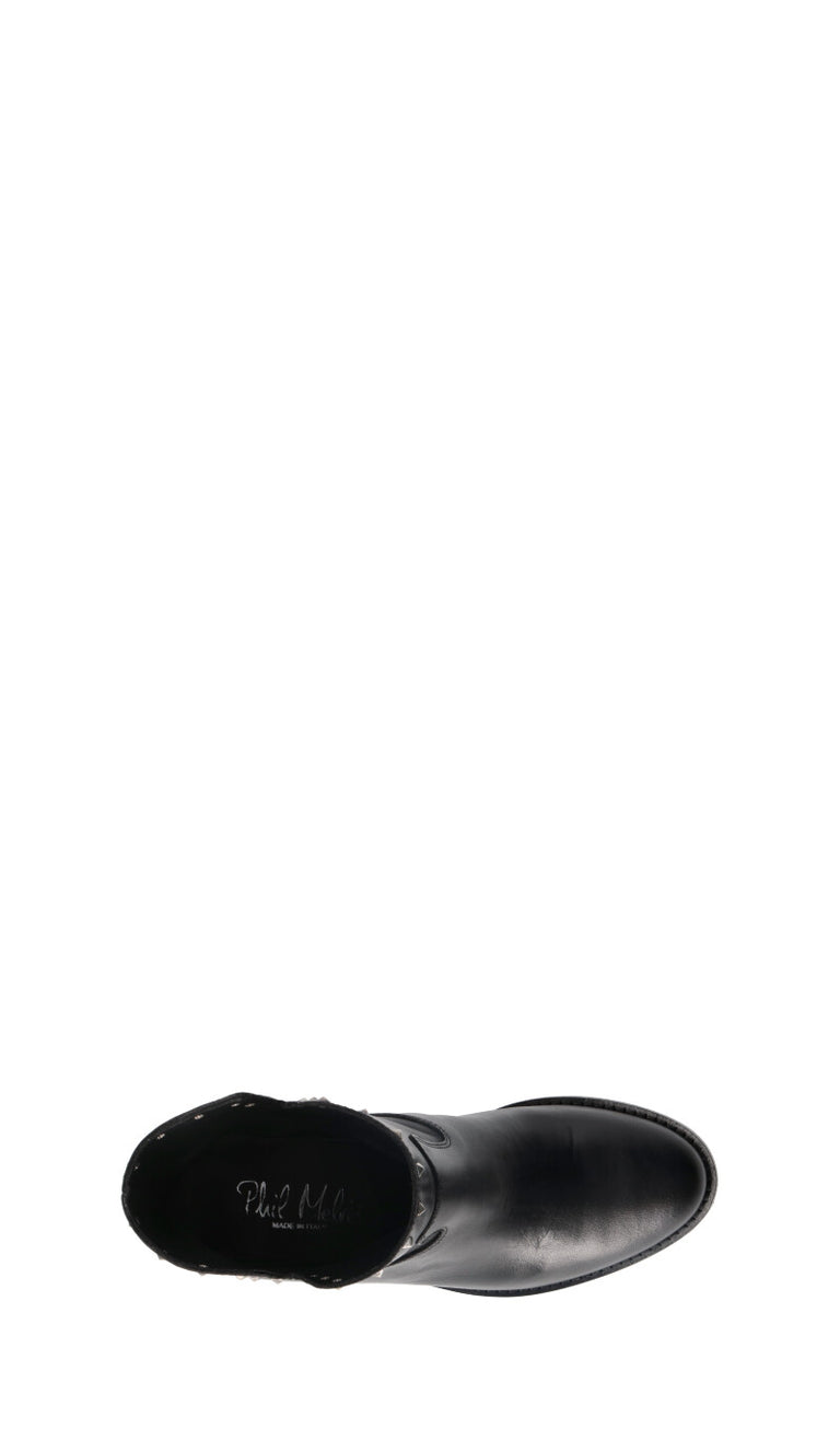 PHIL MELVIS Tronchetto donna nero in pelle