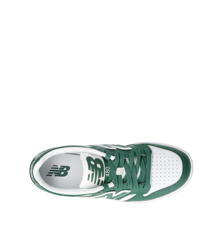 NEW BALANCE 480 Sneaker ragazzo verde/bianca in pelle