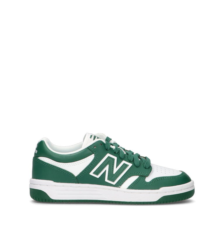 NEW BALANCE 480 Sneaker ragazzo verde/bianca in pelle