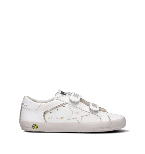 GOLDEN GOOSE OLD SCHOOL DOUBLE QUARTER WITH LIST Sneaker ragazzi bianca in pelle