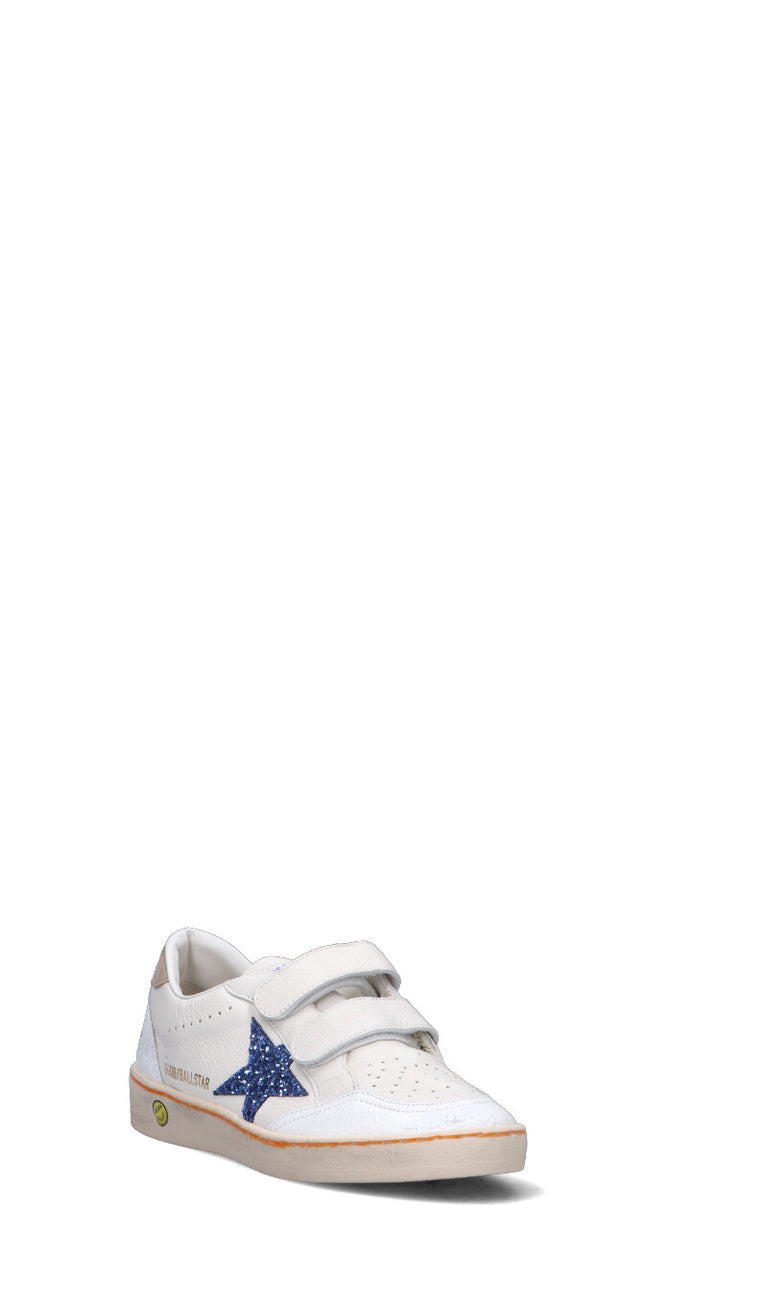 GOLDEN GOOSE - BALL STAR STRAP Sneaker ragazza bianca/azzurra in pelle