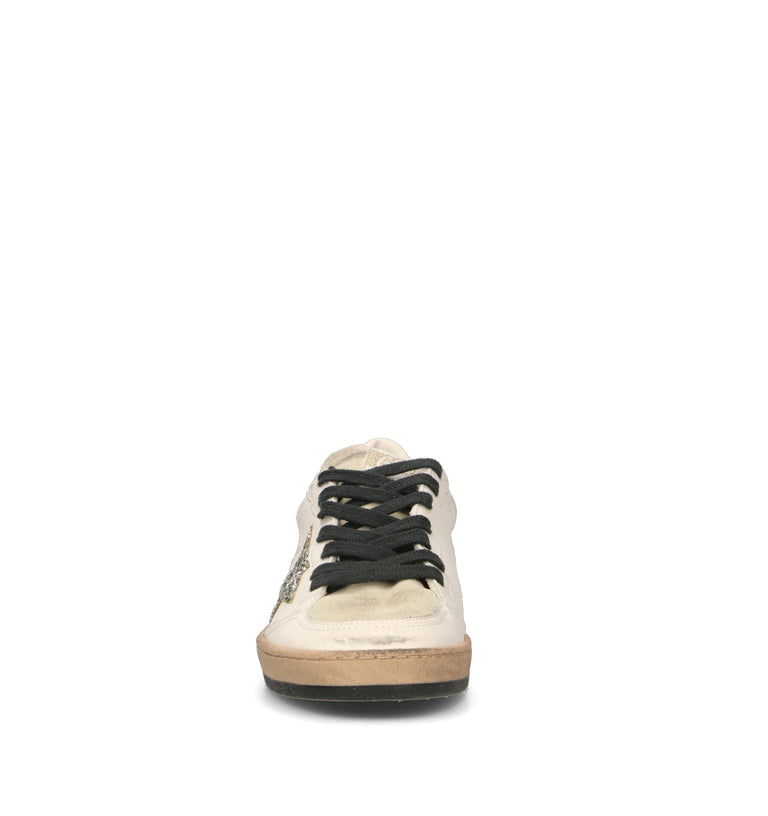 GOLDEN GOOSE BALL STAR Sneaker donna bianca/argento in pelle