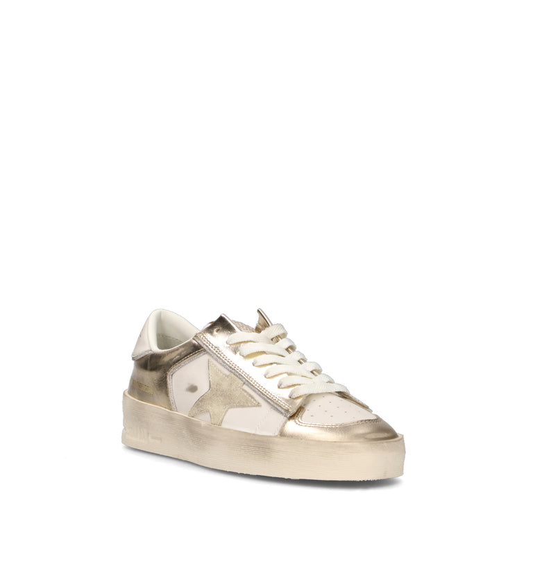 GOLDEN GOOSE STARDAN Sneaker donna platino/bianca in pelle