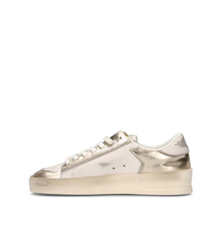 GOLDEN GOOSE STARDAN Sneaker donna platino/bianca in pelle