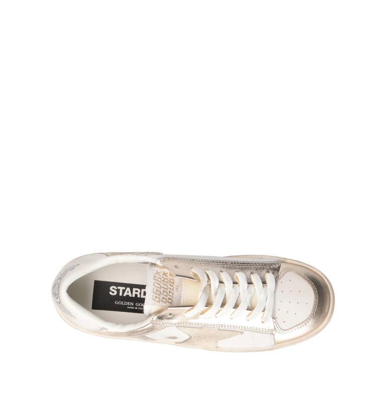 GOLDEN GOOSE STARDAN Sneaker donna platino/bianca in pelle