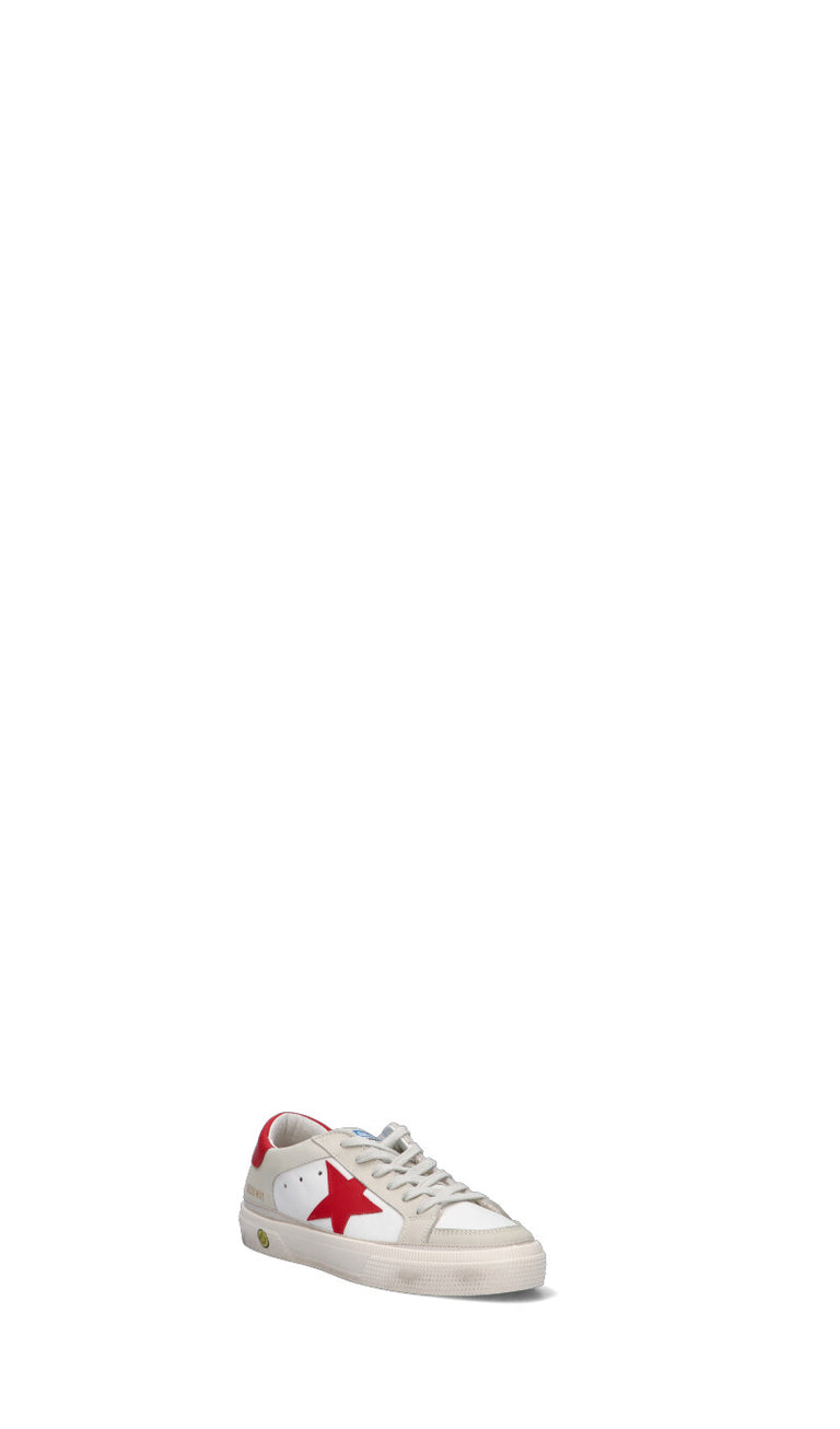 GOLDEN GOOSE - MAY WITH DOUBLE QUARTER AND TOE Sneaker bimbo bianca/rossa in pelle