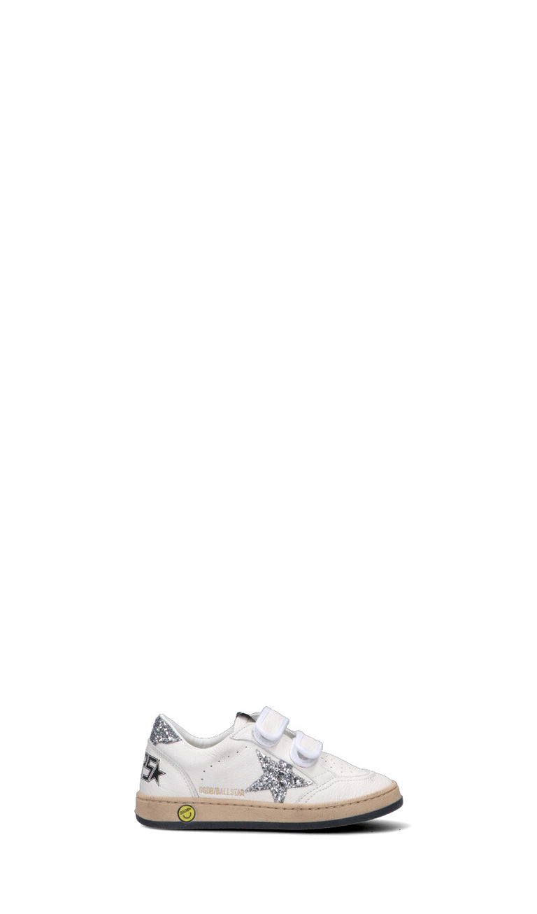 GOLDEN GOOSE - BALL STAR STRAP Sneaker bimba bianca/argento in pelle