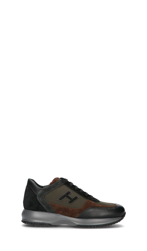 HOGAN Sneaker uomo nera/verde militare in pelle