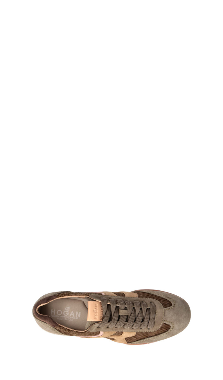 HOGAN Sneaker donna verde militare/marrone in pelle