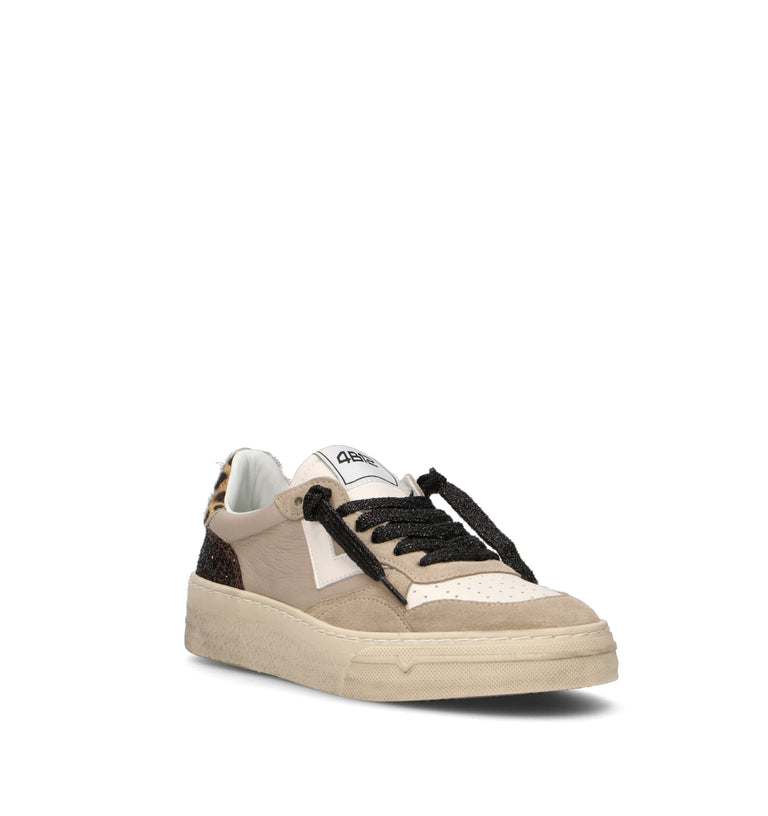 QUATTROBARRADODICI Sneaker donna beige in pelle