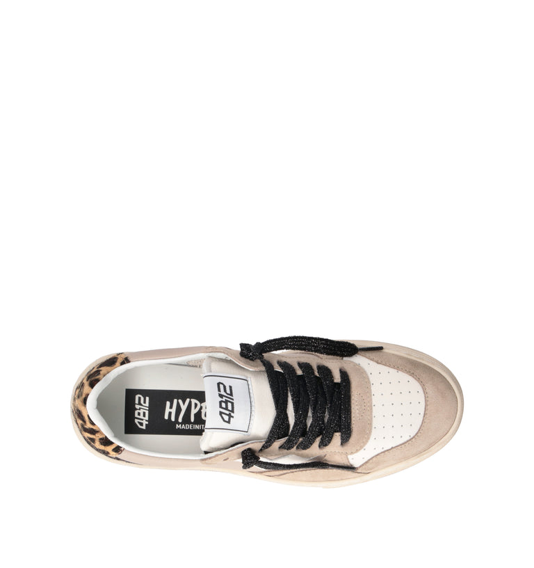 QUATTROBARRADODICI Sneaker donna beige in pelle
