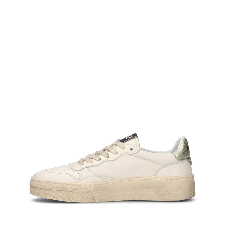 QUATTROBARRADODICI Sneaker donna bianca/oro in pelle
