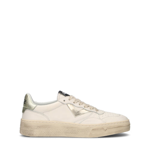 QUATTROBARRADODICI Sneaker donna bianca/oro in pelle