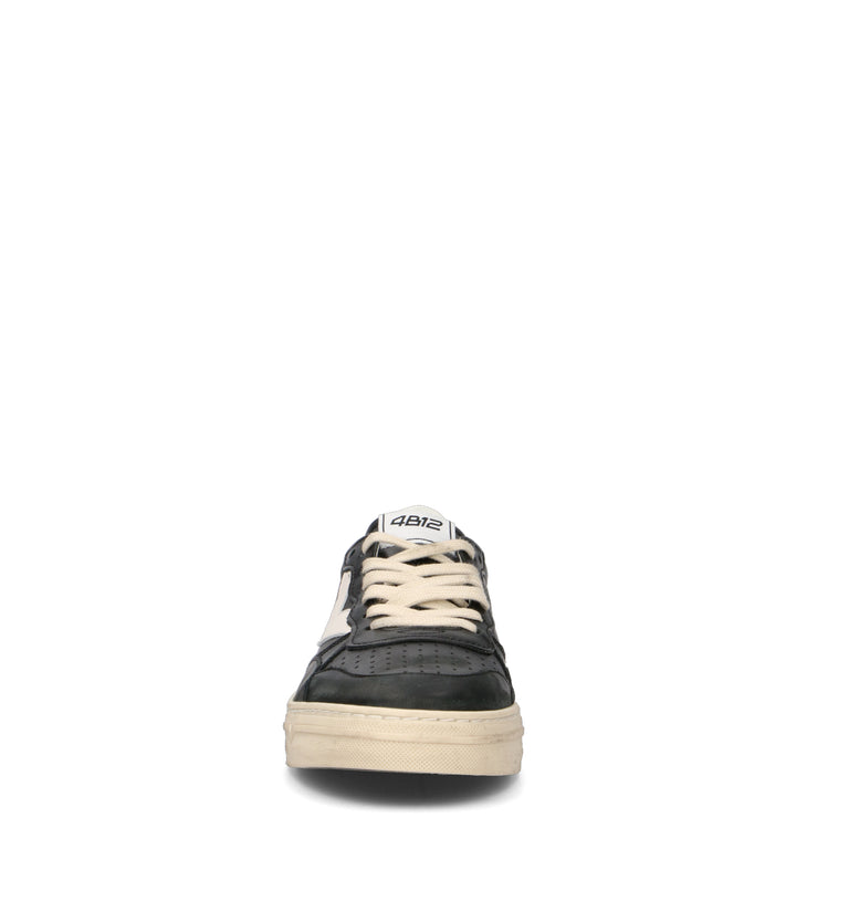 QUATTROBARRADODICI Sneaker uomo nera in pelle