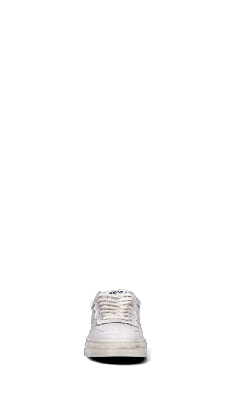 QUATTROBARRADODICI Sneaker uomo bianca/arancio in pelle