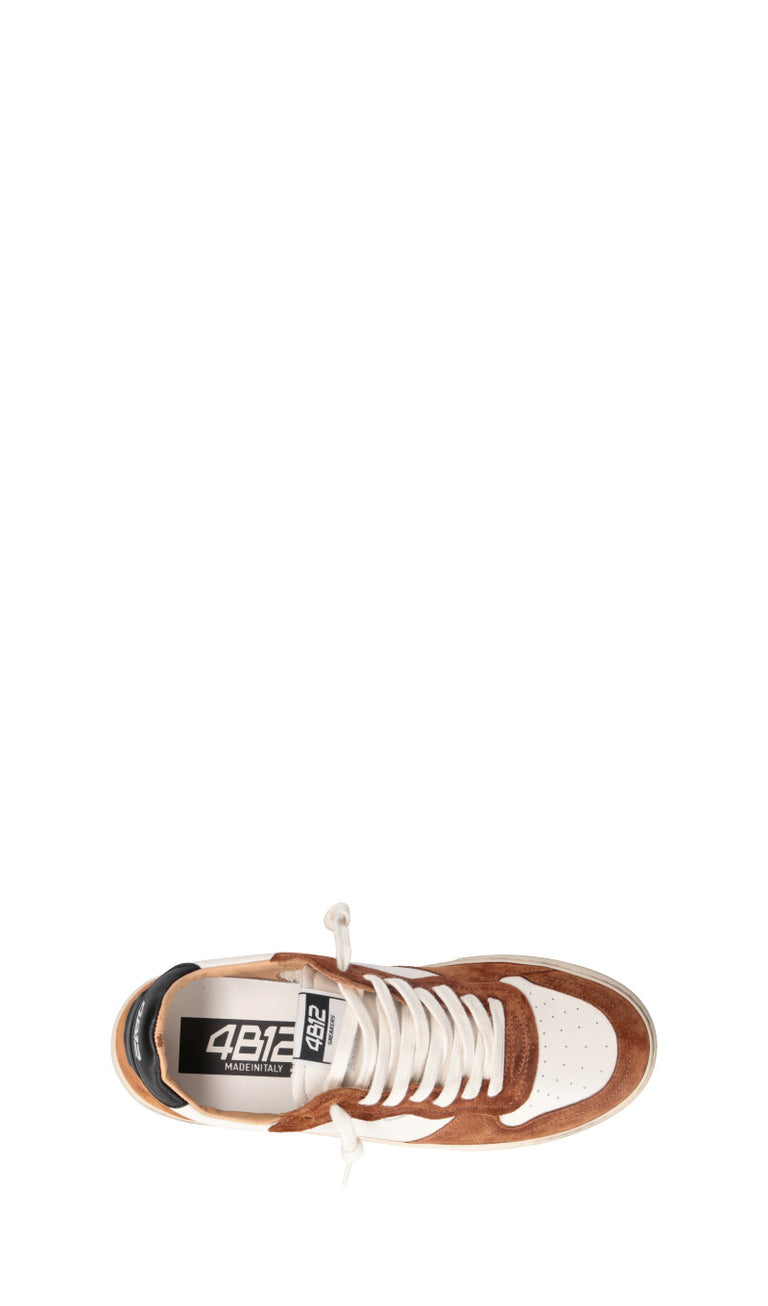 QUATTROBARRADODICI Sneaker donna bianca/marrone in suede