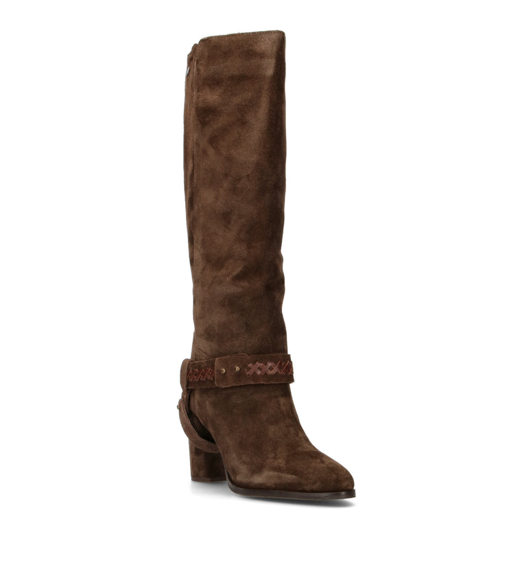 JANET&JANET Stivale donna marrone in suede