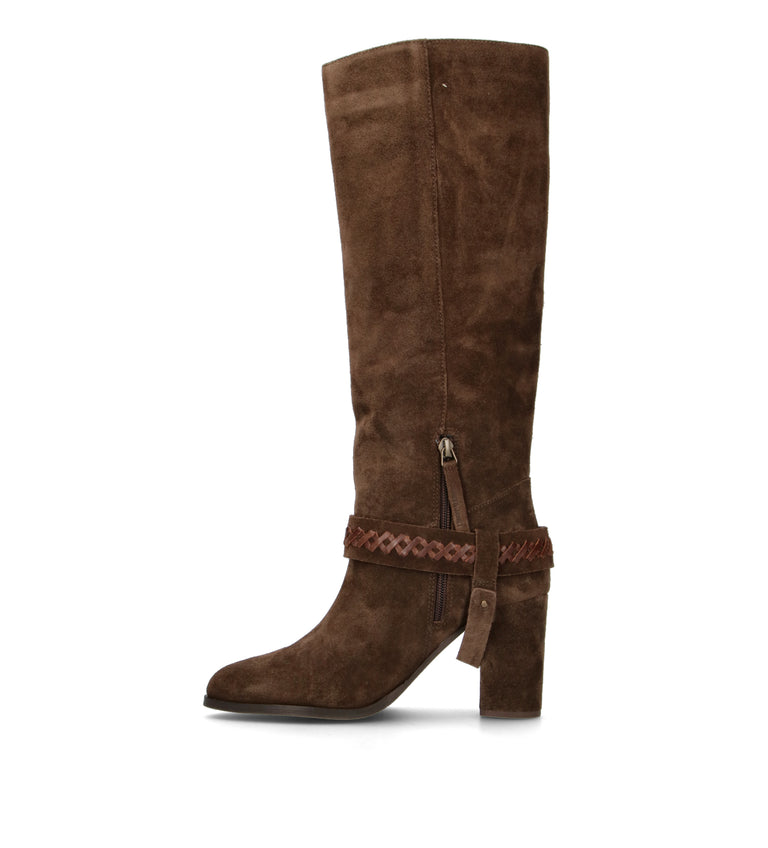 JANET&JANET Stivale donna marrone in suede