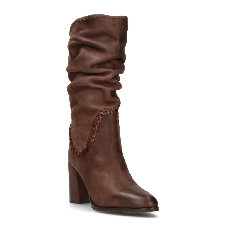 JANET&JANET Stivale donna marrone in suede