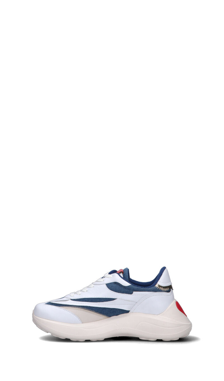 LOVE MOSCHINO Sneaker donna bianca/blu/rossa in pelle