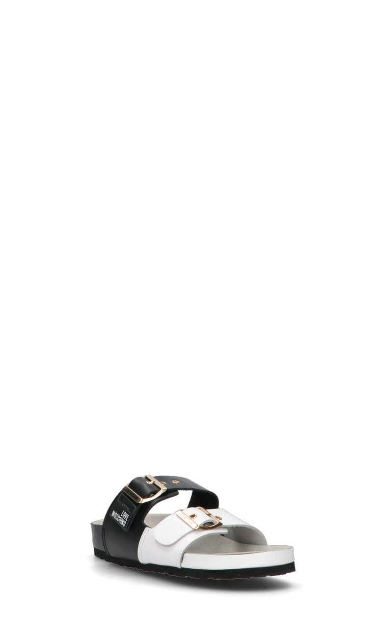 LOVE MOSCHINO Ciabatta donna bianca/nera in pelle