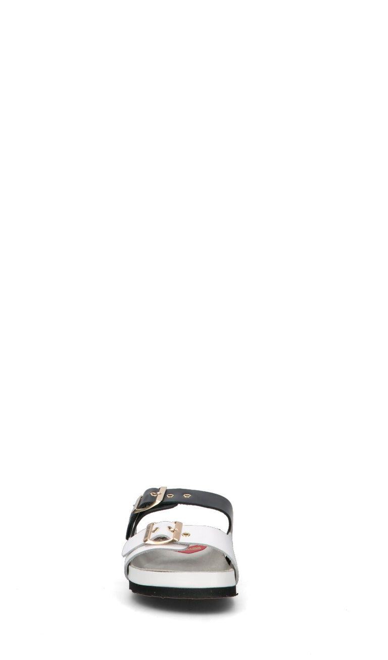 LOVE MOSCHINO Ciabatta donna bianca/nera in pelle