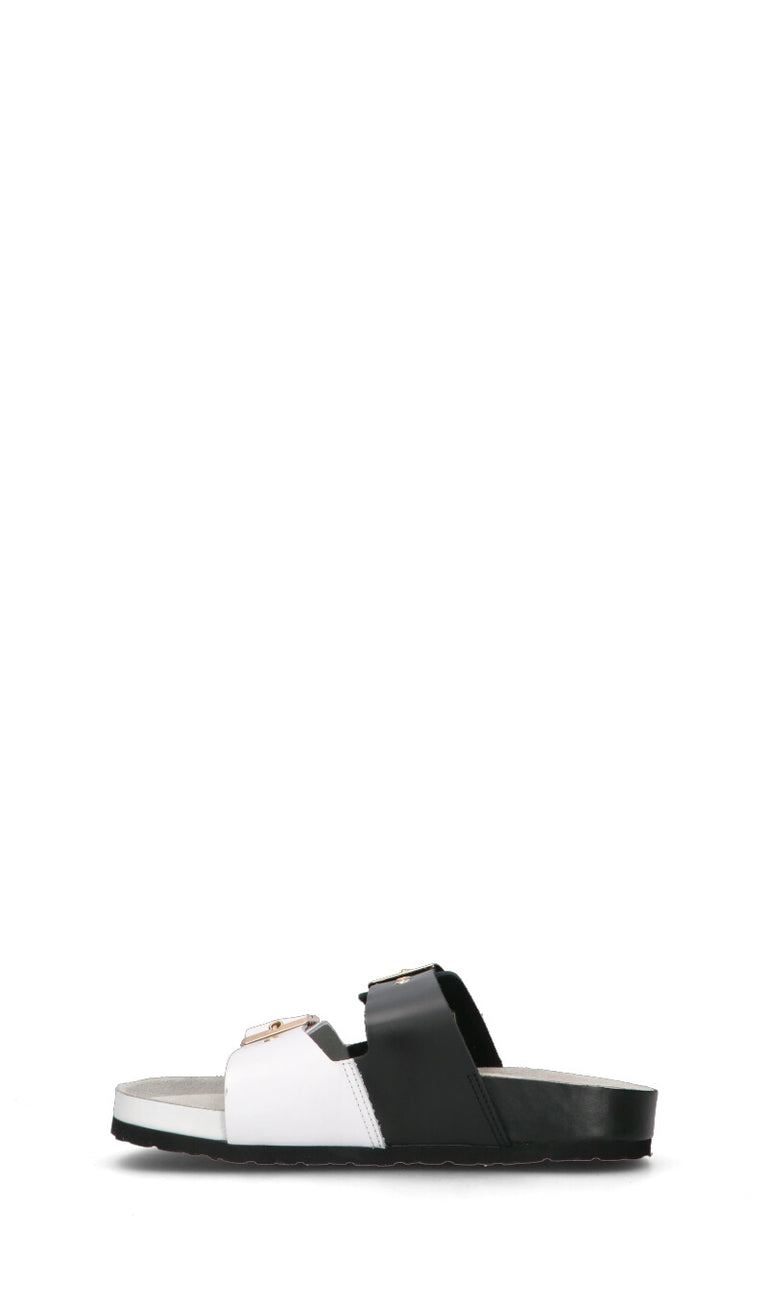 LOVE MOSCHINO Ciabatta donna bianca/nera in pelle
