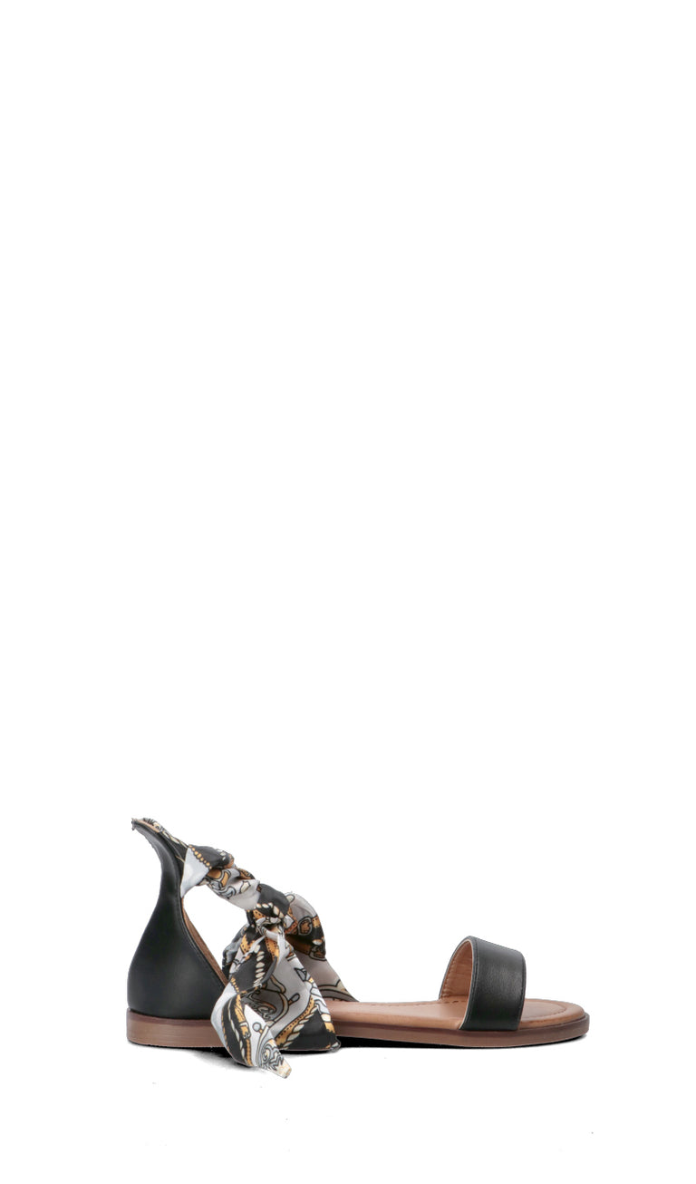 TOO LIKE Sandalo donna nero in pelle e tessuto