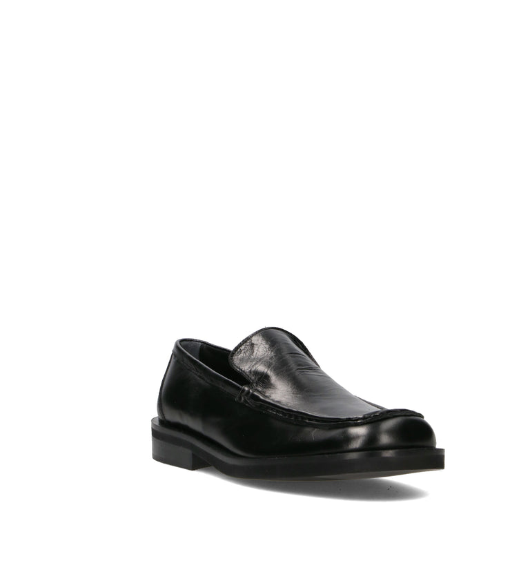 POEVE Mocassino donna nero in pelle