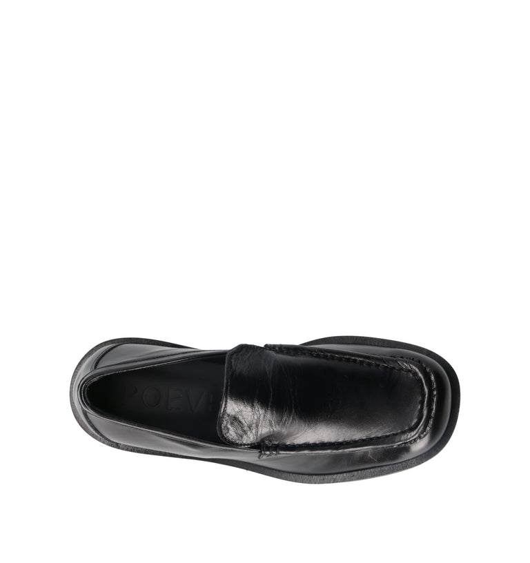POEVE Mocassino donna nero in pelle