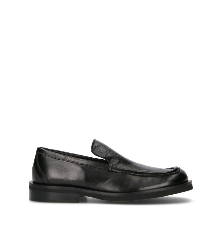 POEVE Mocassino donna nero in pelle