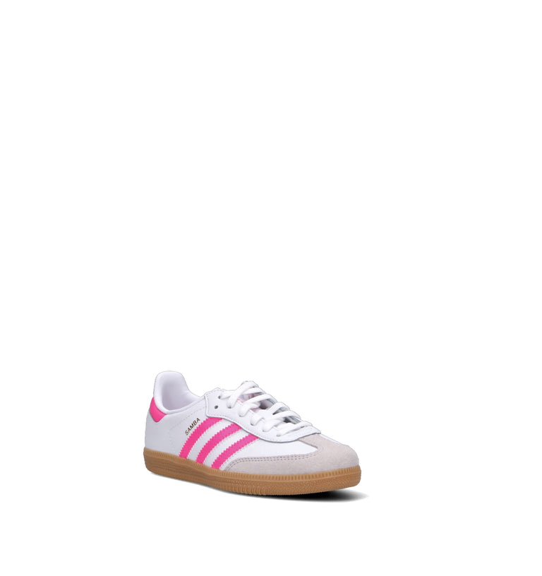 ADIDAS SAMBA OG Sneaker bimba bianca/rosa in pelle