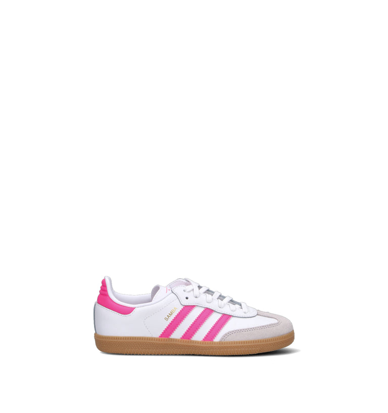 ADIDAS SAMBA OG Sneaker bimba bianca/rosa in pelle