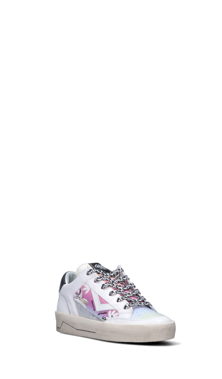 QUATTROBARRADODICI Sneaker donna bianca/rosa/nera in pelle