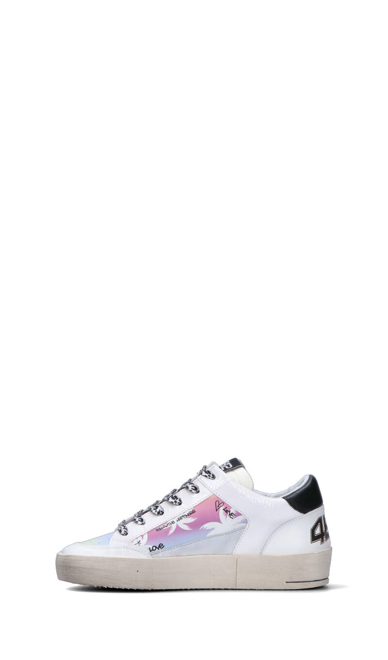 QUATTROBARRADODICI Sneaker donna bianca/rosa/nera in pelle