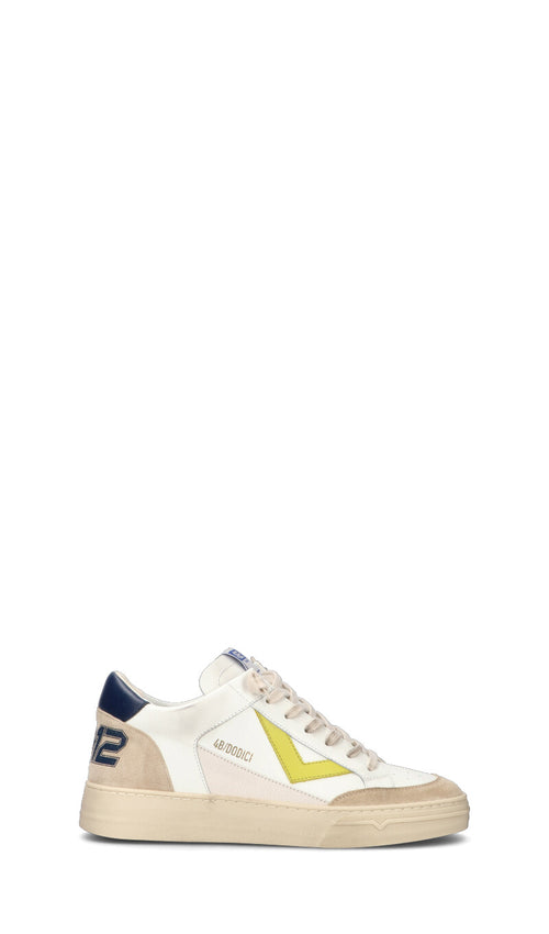 QUATTROBARRADODICI Sneaker uomo bianca/beige/gialla/blu in suede